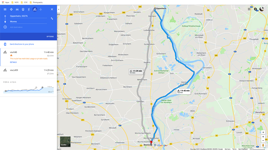 Bike Route: Oppenheim to Worms