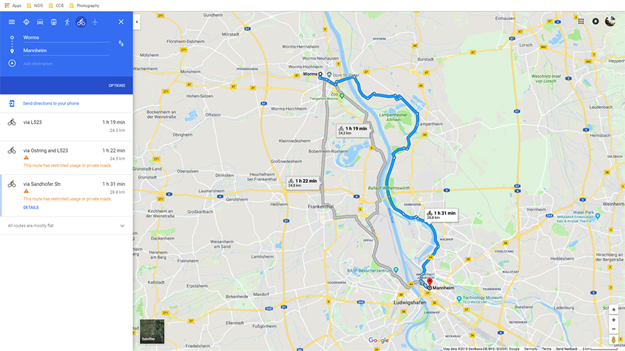 Bike Route: Worms to Mannheim